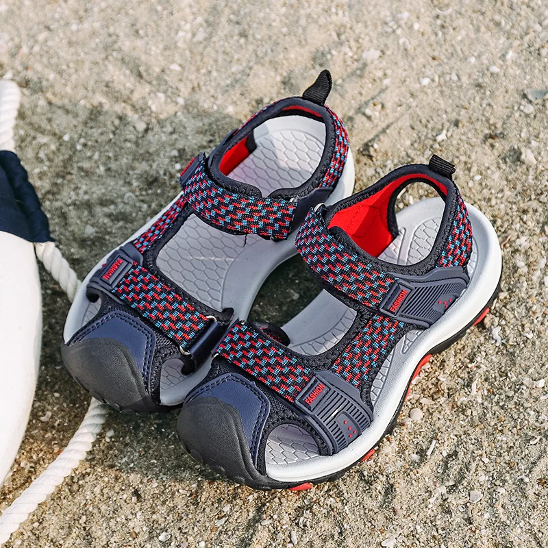 Сандалии детские кожаные с закрытым носком пляжные босоножки кроссовки кожаная