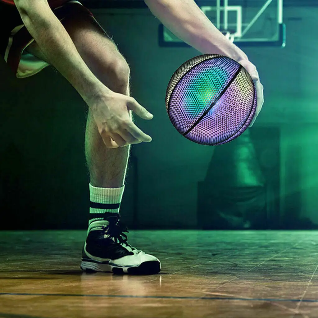 

Size 7 Reflective Fluorescent Night Light Basketball Couple Gift Moon Ball for Outdoor Sports Visible in the Dark Glow Ball