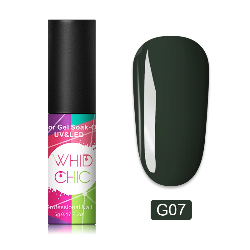 G07 WHID CHIC 1 бутылка 5 мл Блестящий цветной Гель-лак для ногтей Блестящие Блестки долговечный впитывающий УФ-гель для ногтей для самостоятельного дизайна ногтей - Цвет: G07