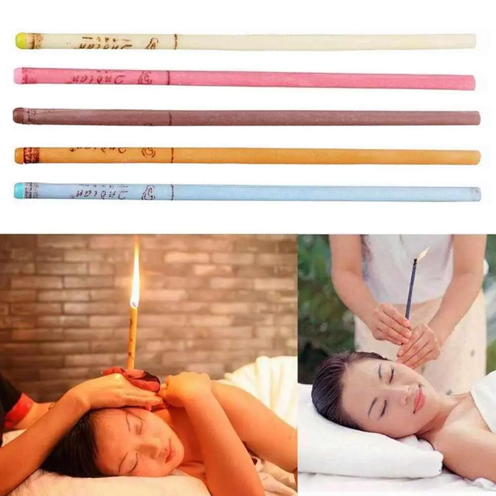 10 Pcs Coning Beewax Natural Ear Candle Candling Therapy Straight Style Care Thermo-Auricular Face Lift Tool |