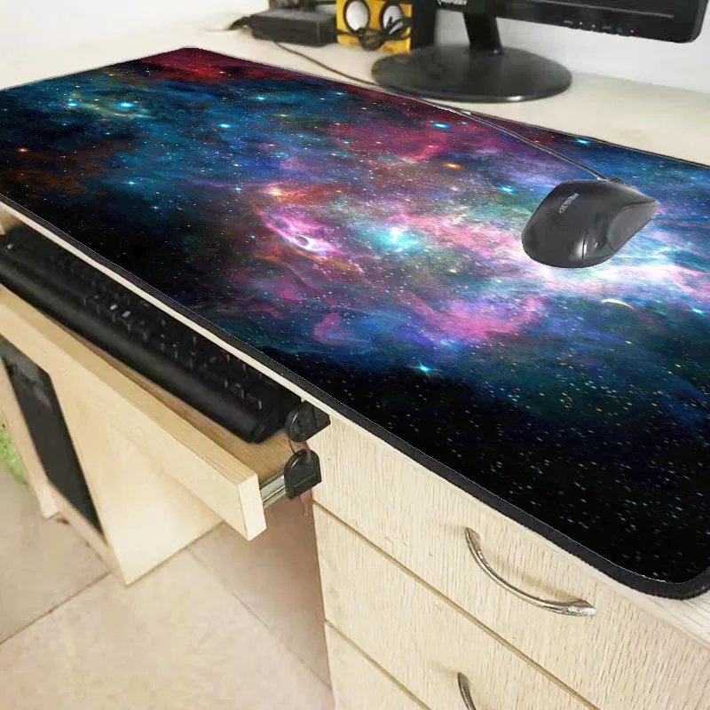 XGZ Large Waterproof Mouse Pad Rubber Gaming Keyboard Desk Mat with Locking Edge Outer Space Stars Nebulae Wrist Rest | Компьютеры и