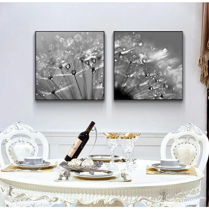 Современная Картина на холсте с изображением одуванчика капли роспись плакаты и