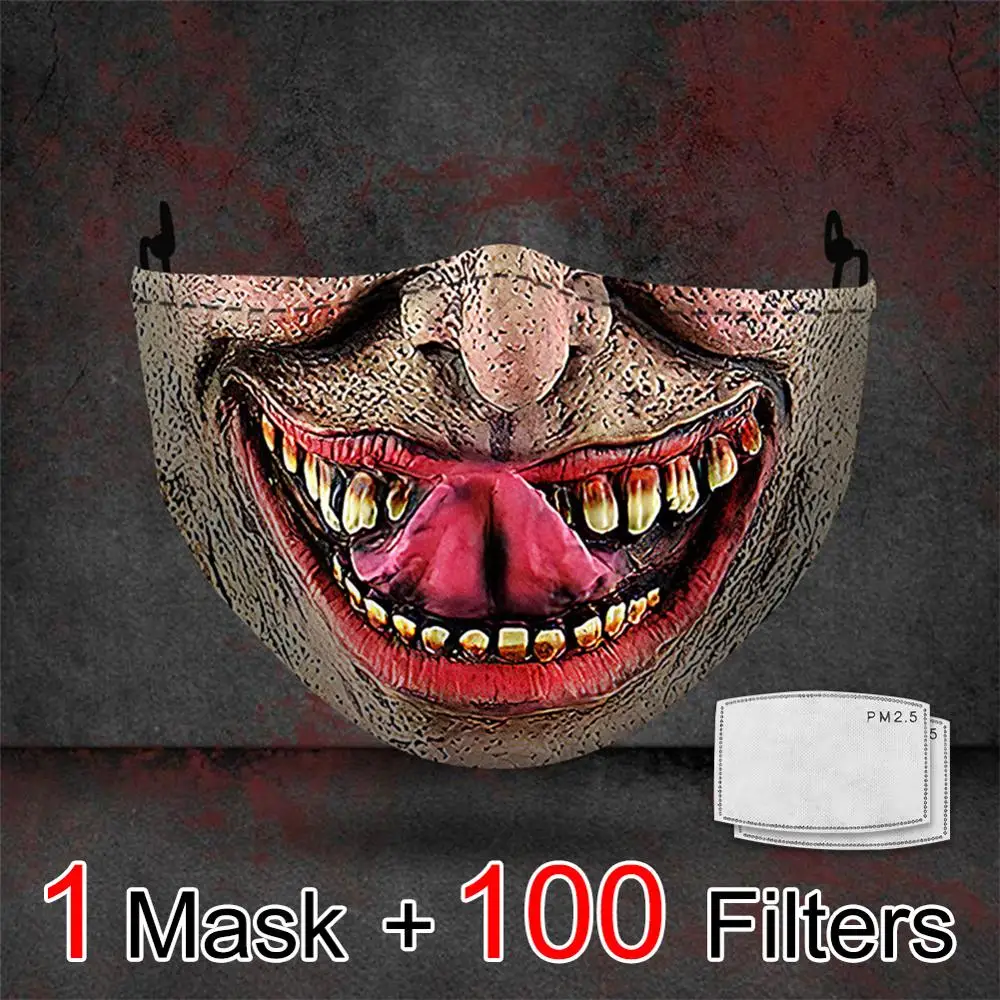 

Funny Joker Masks Fashion 3D Print Skull Print Adult Mask For Face Washable Reusable Cartoon Cloth Cotton Mouth Muffle Covers
