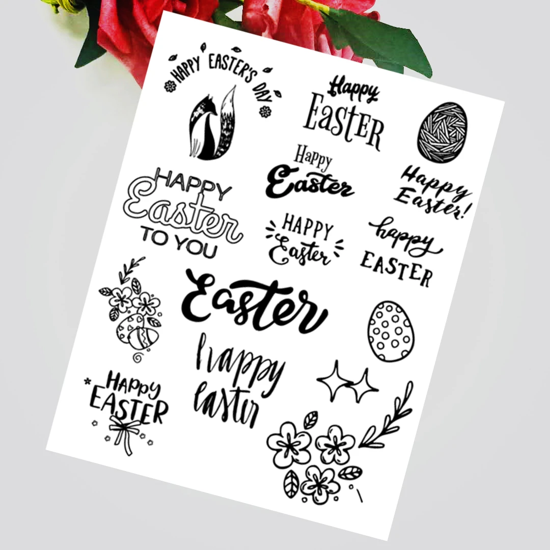 14x18 см счастливый день Пасхи прозрачный печать прозрачные наклейки силиконовый