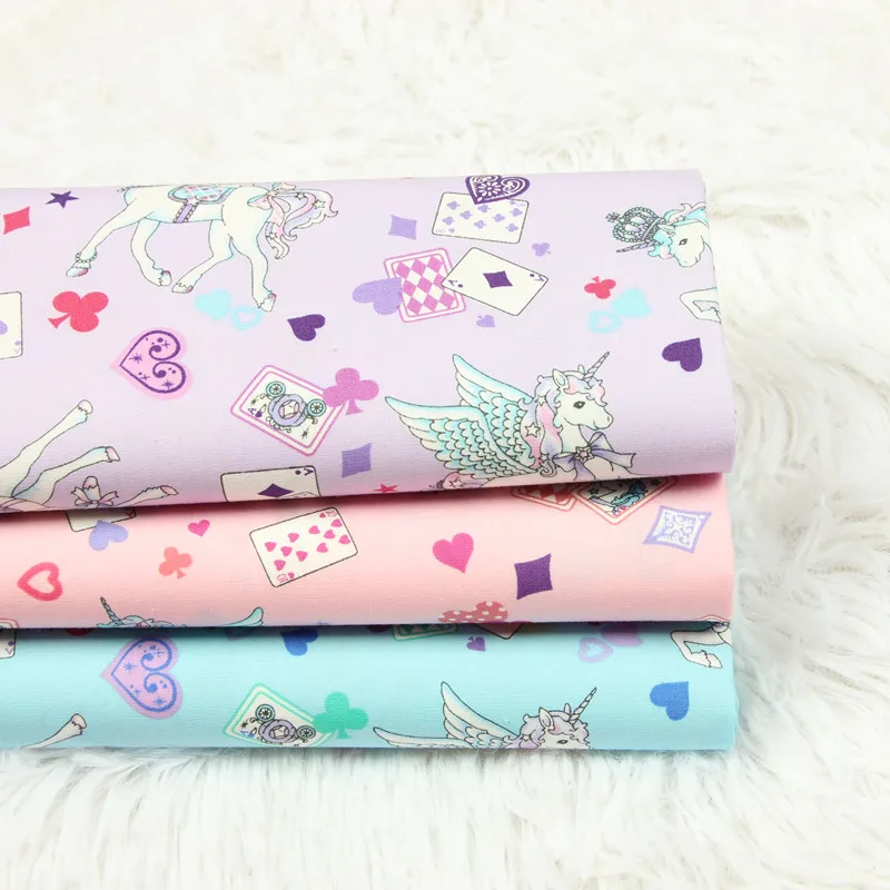 Импортная хлопковая ткань с мультяшным принтом единорога одежда ручной работы