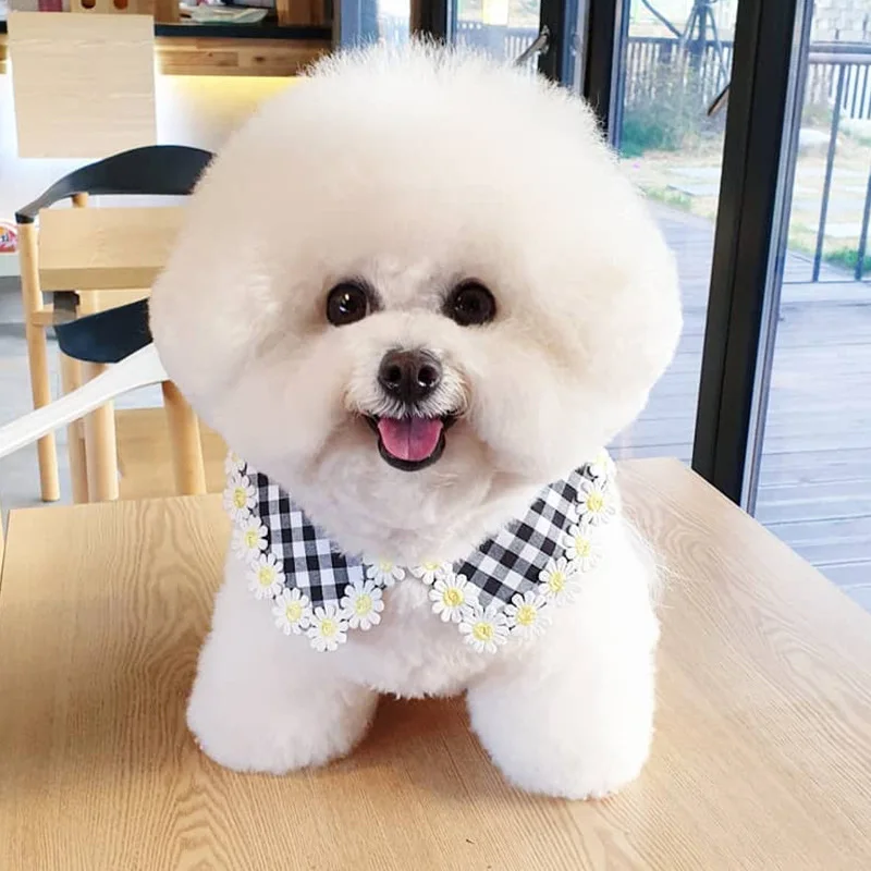 

Dog Bandana Scarf Bibs Cotton Washable Plaid Dog Lace Pet Fake Collar Scarf Cat Collar Christmas Saliva Towel Pet Bib Kitten