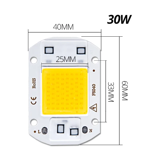 COB 30W Светодиодный светильник лампы COB светодиодный чип 220V 50W 30W 20W 10W Luces СВЕТОДИОДНЫЙ матричный для Точечный светильник потолочные светильник не нужен драйвер DIY прямоугольные диод - Испускаемый цвет: COB 30W