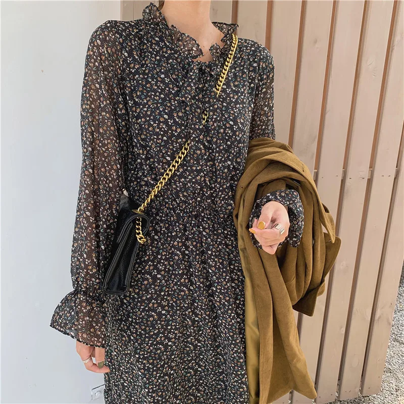 Женское шифоновое платье весна-лето 2020 новое модное женское винтажное с длинным