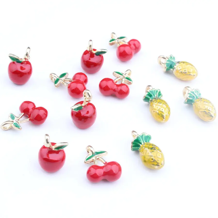 

10pcs DIY Fruit Pendant Charms Handmade Cherry Apple Pineapple Earrings Necklace Pendants for Jewelry Making Findings