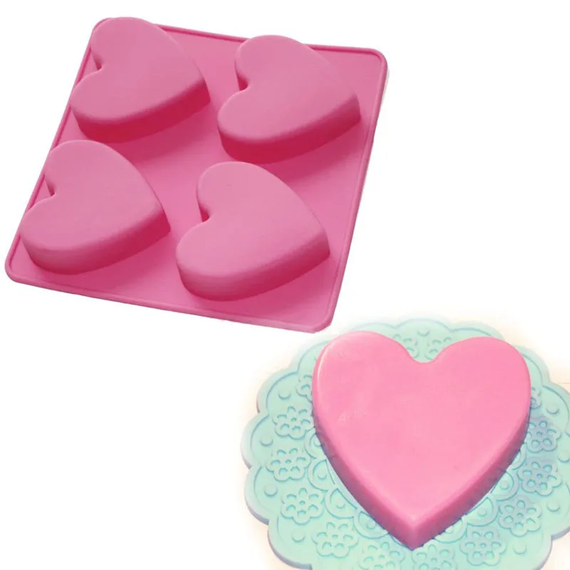

4-полостная силиконовая форма для мыла ручной работы в форме сердца, 3d ремесло в форме сердца, изготовление мыла для свечей, форма из смолы