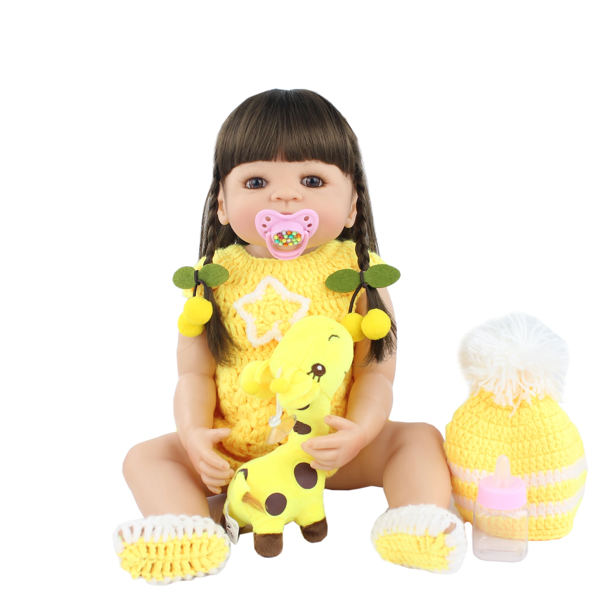 55 см полностью силиконовая кукла Реборн игрушка для девочки новорожденной