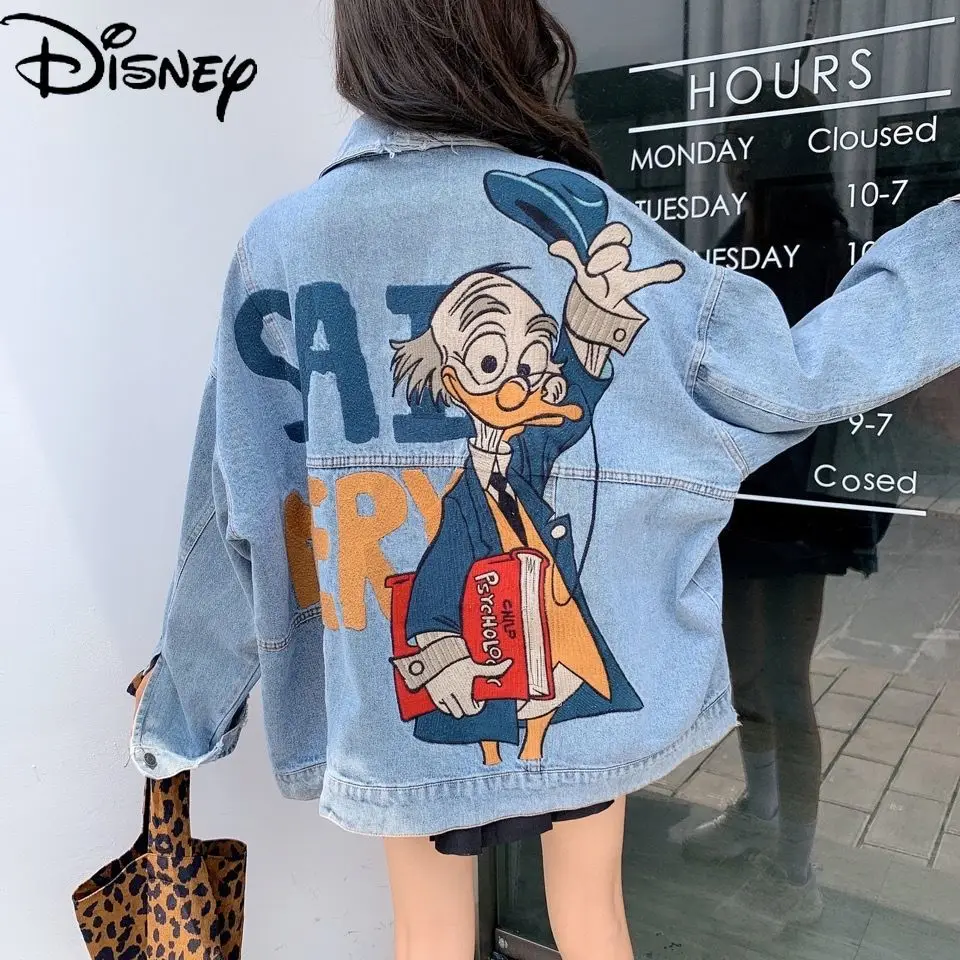 

Модная женская джинсовая куртка с диснеевским Дональдом