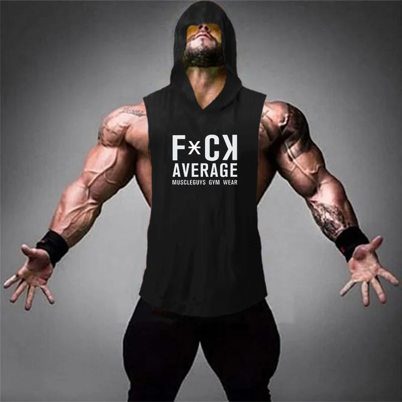 Майка мужская для фитнеса и бодибилдинга хлопок рубашка без рукавов