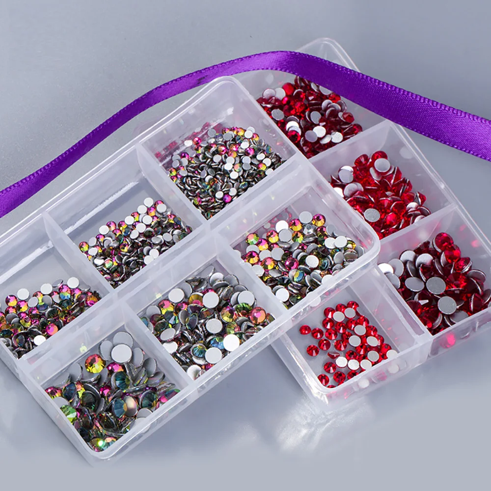 

1250pcs ss6-ss20 Mix size Flatback Glitter Crystals Strass Non hotfix Stones Beads Glue on Rhinestones for nails Art Accessories