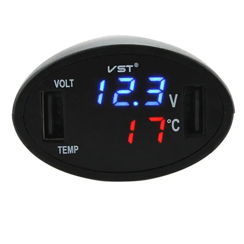 3 в 1 12 24 В 2.1A автомобильный вольтметр температуры двойной USB быстрая зарядка GPS