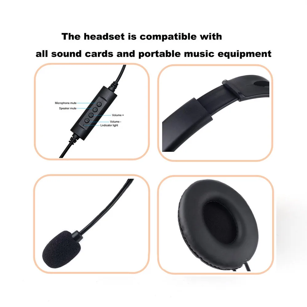 usb gaming headset adjustable wired computer headphones with microphone music gamer earphones for laptop pc skype office free global shipping