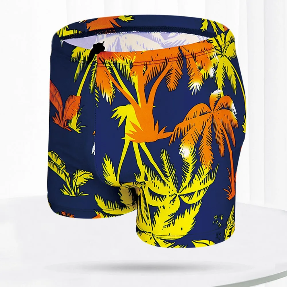 

2021 Men's Printing Swimwear Boxer Shorts Sexy Swimming Trunks Breathable Beachwear Bathing Pants Casual Quick Drying Swimsuit