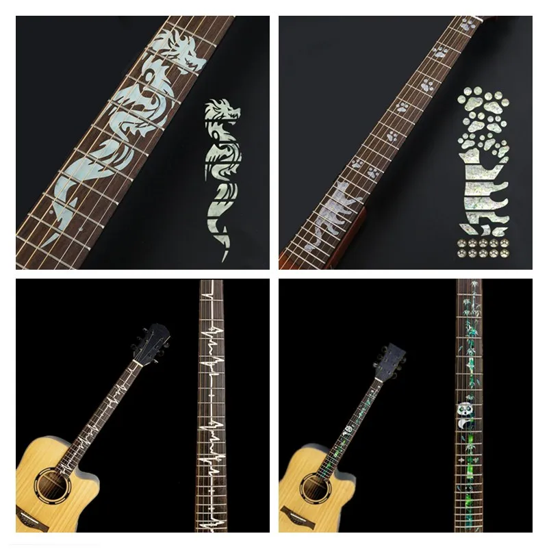 28 stile kreuz inlay decals griffbrett aufkleber für elektrische akustische gitarre bass ultra dünne aufkleber ukulele guitarra zubehör