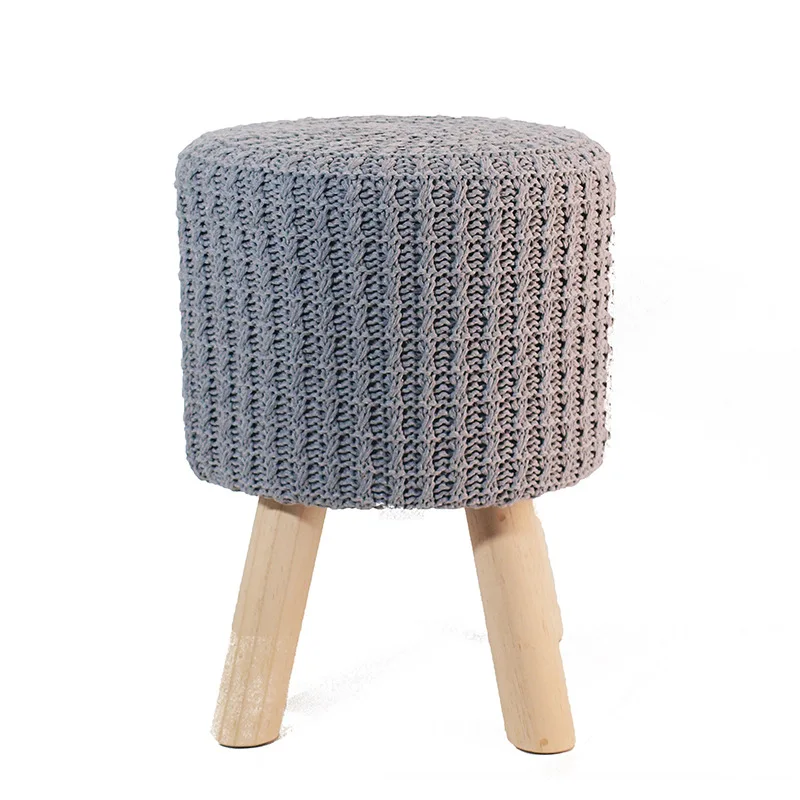 

Creative Home Living Room Woolen Stool Shoe Stool Nordic Light Luxury Solid Wood Shoe Shoe Stool