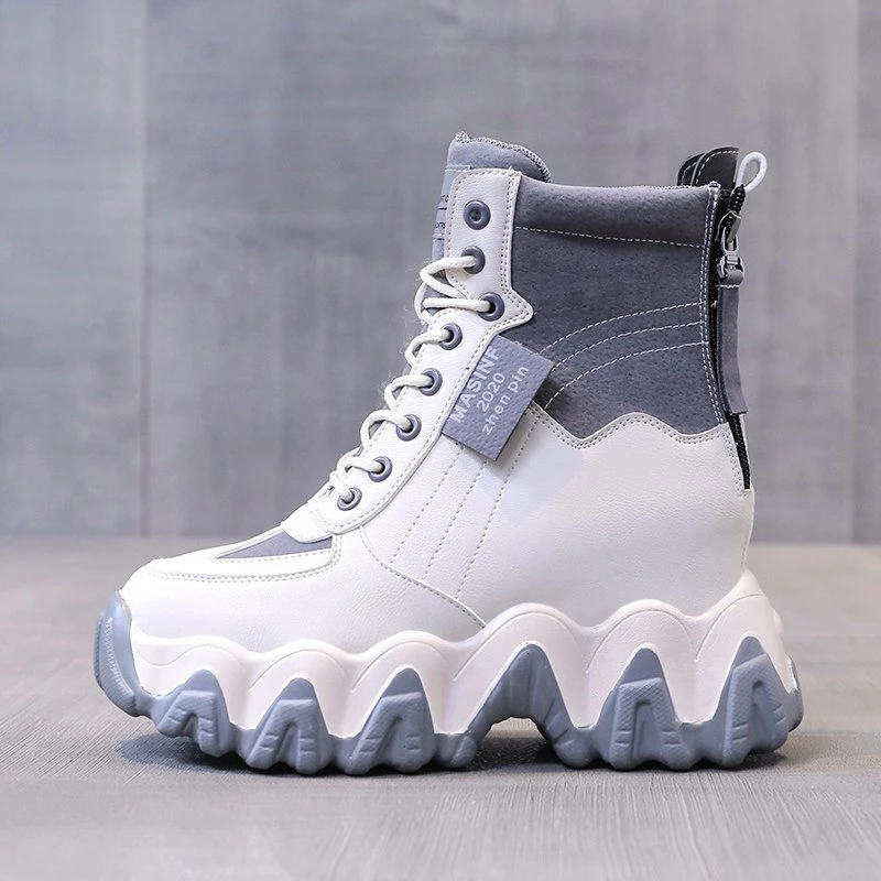 

2020 Winter Women Fashion Ankle Boots 10cm Height Increasing Platform Boots Brand Women's Chunky Gladiator Boots New Woman Shoes