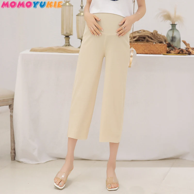 Pantalones de pierna ancha para mujer embarazada, pantal&oacute;n de maternidad, cintura el&aacute;stica, vientre, verano, 1 pantal&oacute;n Suelto-3