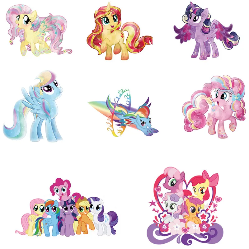 1pcs Cartoon Anime Unicorn Figure My little Horse Baoli Sticker DIY Patch Iron On Apparel T-shirt Thermal Transfer Applique |