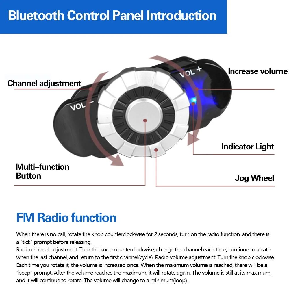 

FreedConn BM22-967 4.1 CSR Motorcycle Bluetooth Helmet Intercom BT Interphone System Up to 6 Riders Talking FM Radio