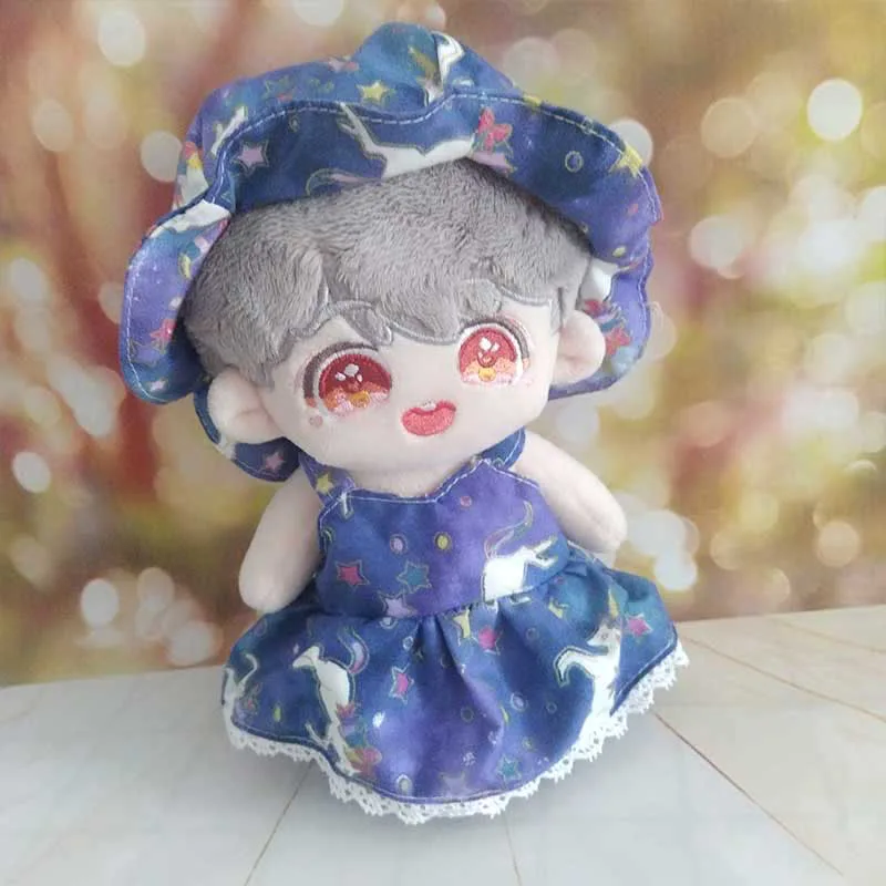 

15cm 20cm exo baby clothes summer skirt+hat 20CM doll clothes spot hand-made cotton baby clothes suit doll accessories