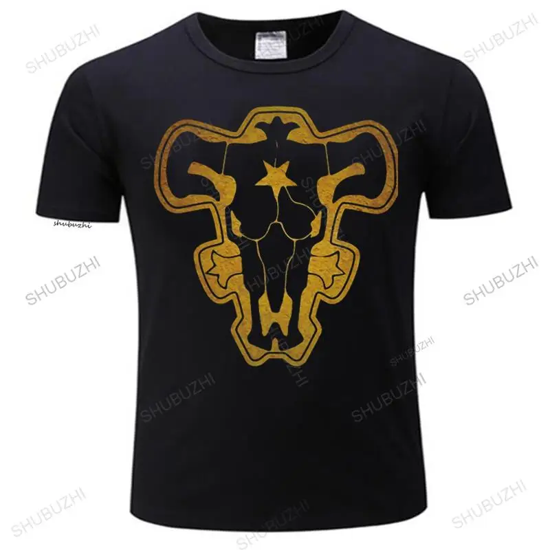 

Black Cover Bulls T Shirt Men Pre-shrunk Cotton Awesome T-shirt Short Sleeved Japanese Anime Tshirt Manga Asta Tee Tops Clothing
