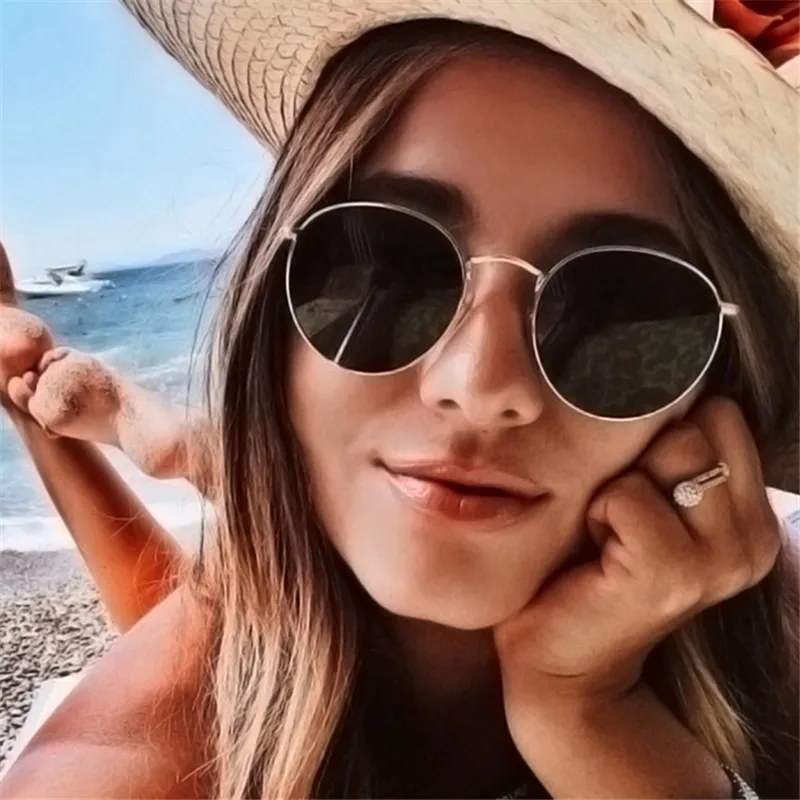 Классические поляризационные круглые металлические стильные солнцезащитные