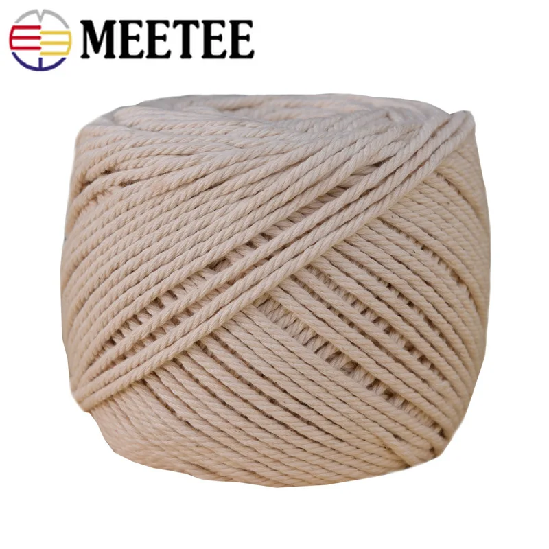 Meetee 1-5 мм натуральный бежевый хлопковый витой шнур макраме, веревочка для рукоделия, ручная работа, шнурок для гобеленов, шнур, текстильный Декор для дома