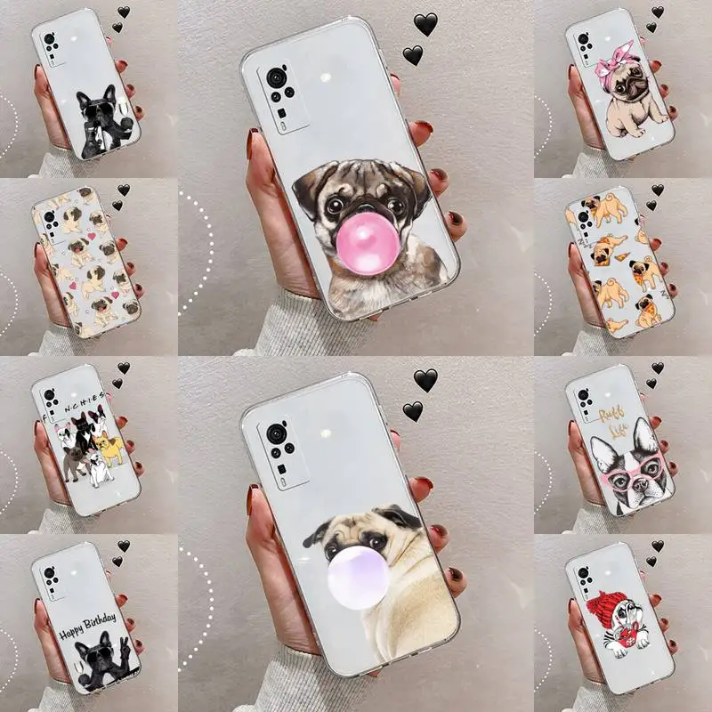 

dog puppy Pug Bulldog blowing balloon Phone Case Transparent For VIVO S 7 6 IQOO NEO 3 Z3 Z1 X E pro Soft TPU Clear Mobile bags