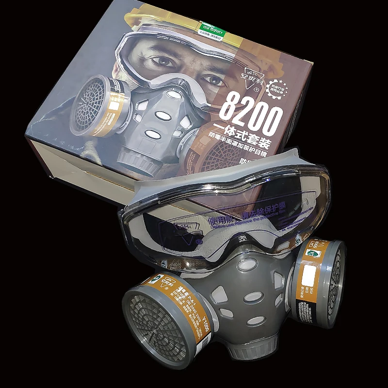 

Full Face Gas Mask With Glasses Safety Spray Paint Chemical Pesticide Decoration Formaldehyde Anti-Dust With Filter Respirator