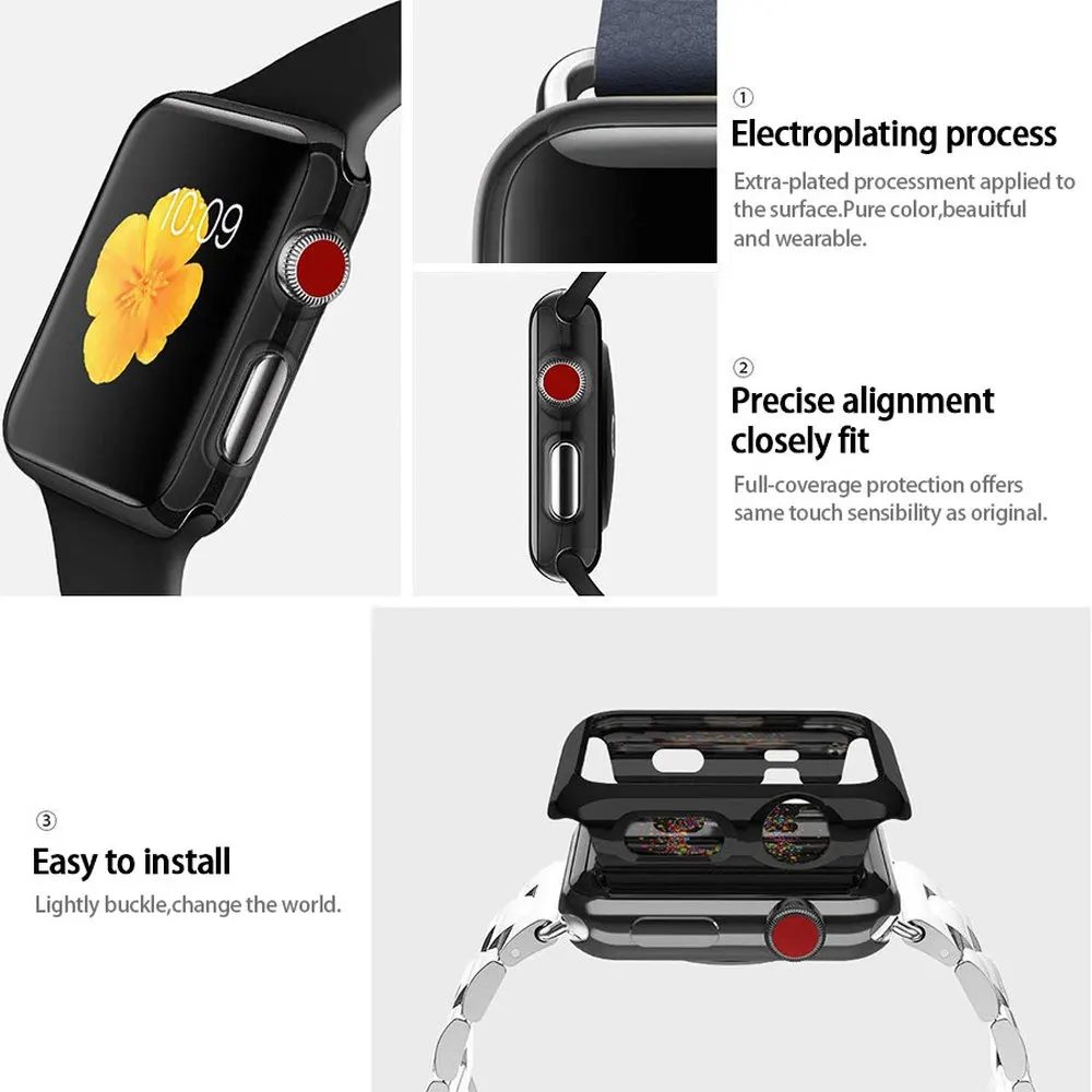 Aniyoh полный Чехол для экрана Apple Watch 40 мм 44 PC покрытый защитный чехол iWatch 38 42 серии 4 3