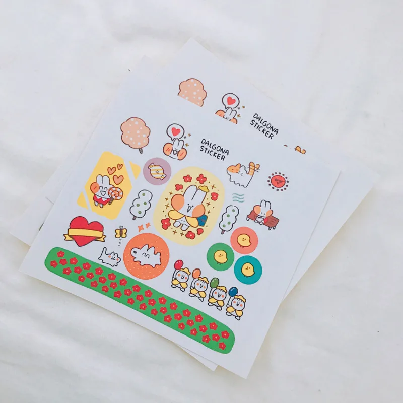 Милые Мультяшные радужные наклейки с кроликом цветные украшения для ручной