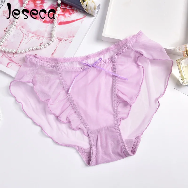 Jeseca новый сексуальный Для женщин кружевные трусы прозрачный розовый нижнее