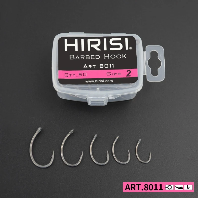 

50 Pcs/lot Fishing Hook 2# 4# 6# 8# 10# Carp Fishing Soft Bait Hook Set Steel Wide Belly Crank Single Barbed Hooks Boxed