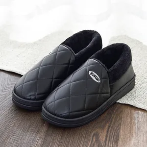 Тапочки мужские, из искусственной кожи и хлопка, зимние, теплые