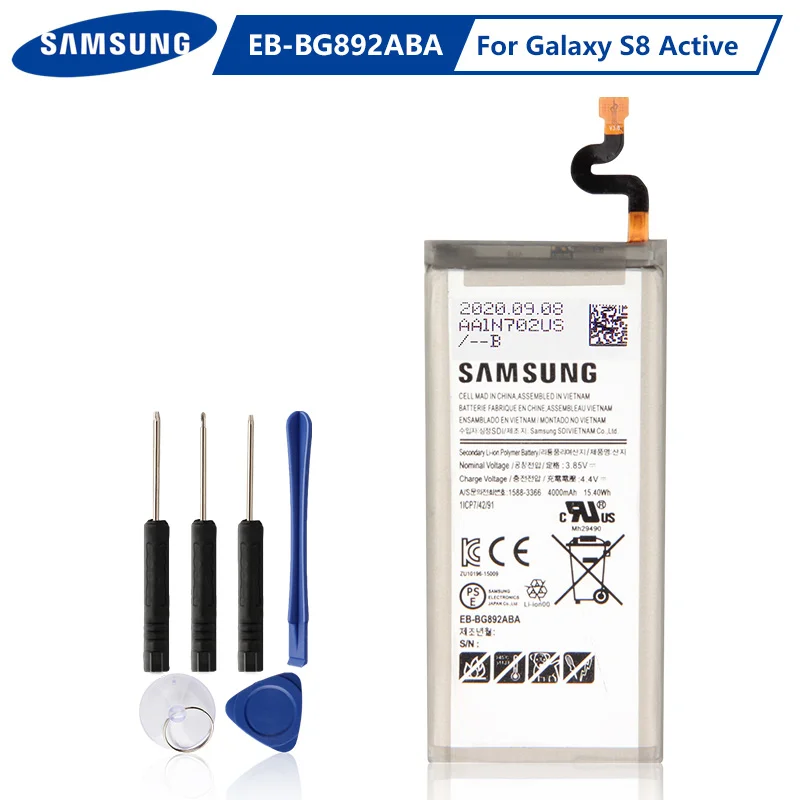 Оригинальный аккумулятор Samsung EB-BG892ABA для GALAXY S8 Active SM-G8920 G892F G892A G892L G892 G892V SM-G892L 4000