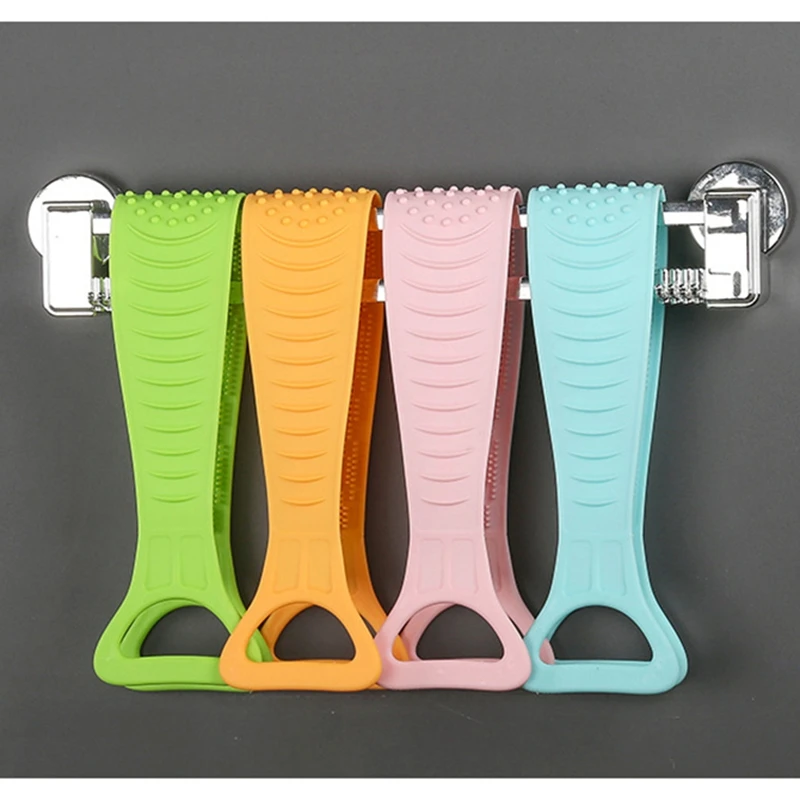 

27 inch Silicone Body Brush Bath Shower Bath Belt Exfoliating Back Brush Belt Wash Clean Bath Scrub Belt Double-sided Bath Towel
