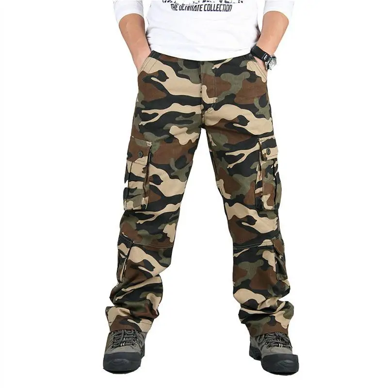 

Men's Cargo Pants New Camouflage Tactical Military Sweatpants Cotton Wear-resistant Work Casual Joggers Utility Pockets Trousers