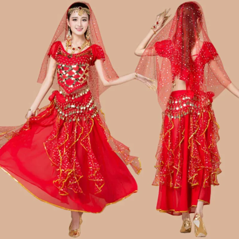 5 шт. профессиональные женские комплекты для танца живота платье топ юбка талия