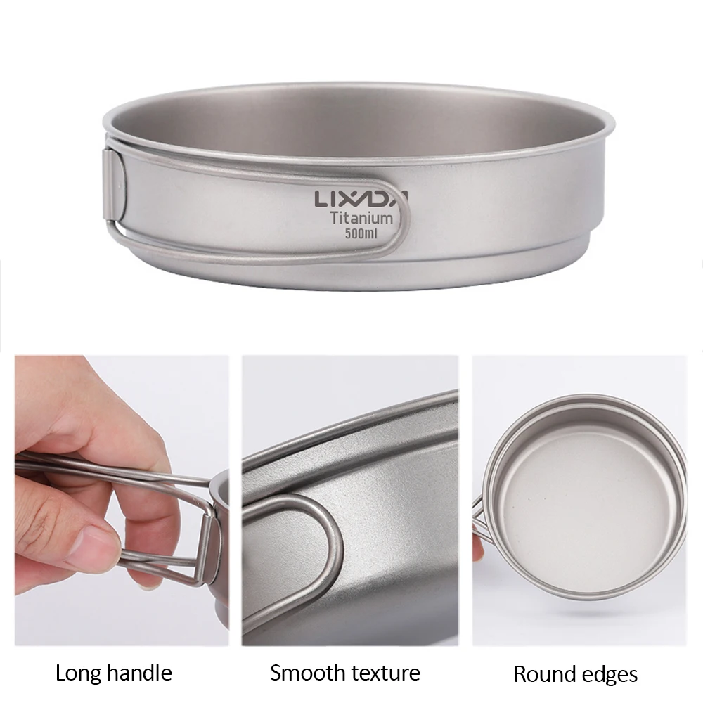 Ультралегкая титановая сковорода Lixada для отдыха на открытом воздухе кемпинга