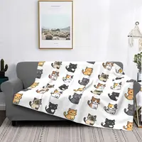 Cat Blanket Fleece All Season Cute Animal Portable Lightweight Throw Blankets for Home Bedroom Rug Piece