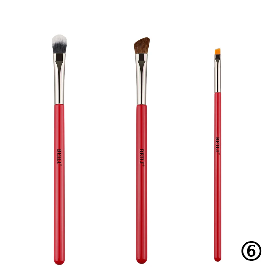 kit 6 BEILI Amber 3 шт. Профессиональный набор кистей для макияжа глаз кисть для теней Косметика Тени для век подводка для бровей натуральные волосы макияж - Handle Color: kit 6