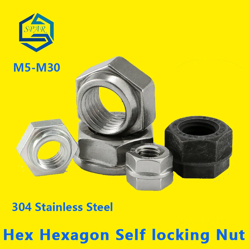 

Lock Nut Stainless Steel Anti-loosening Nut Galvanized Screw Cap Hex Hexagon Self Locking Nut 304 Stainless Steel