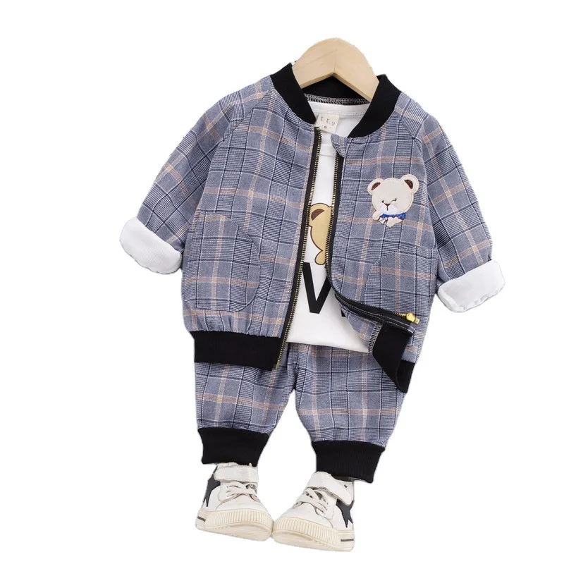 

New Spring Autumn Fashion Boys Girls Clothes Suit Children Cotton Jacket T Shirt Pants 3Pcs Sets Toddler Costume Kids Tracksuits