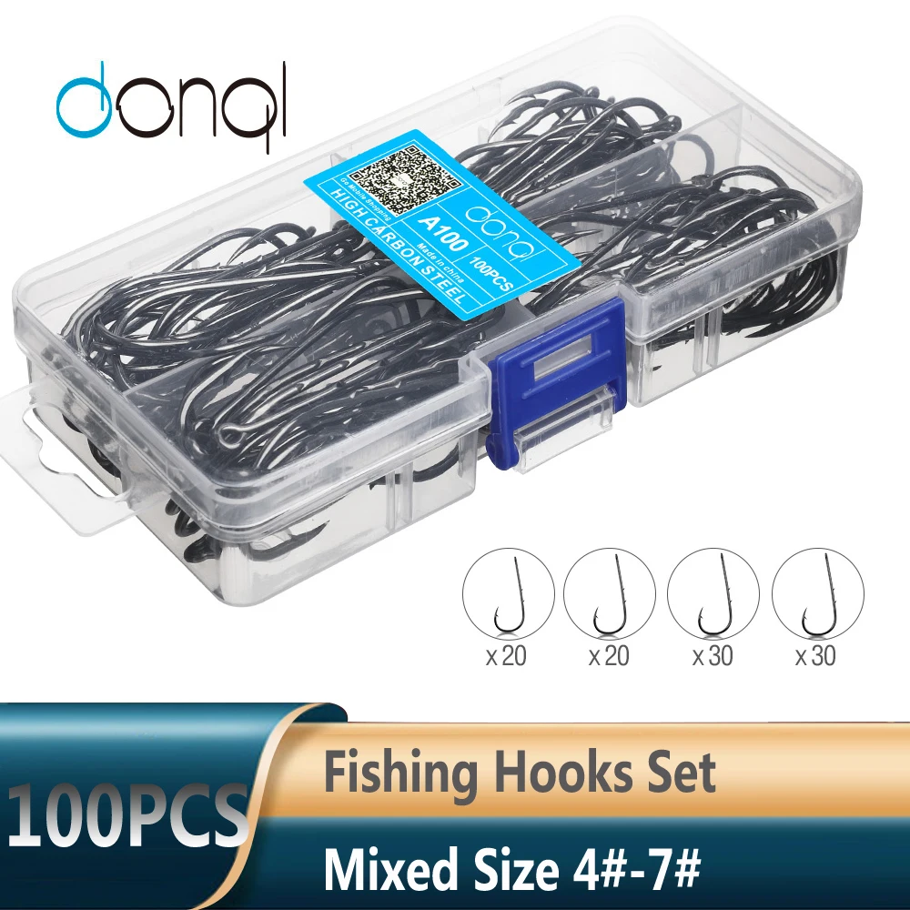 DONQL 100 шт./кор. смешанные Размеры колючие рыболовные крючки карповая одиночный