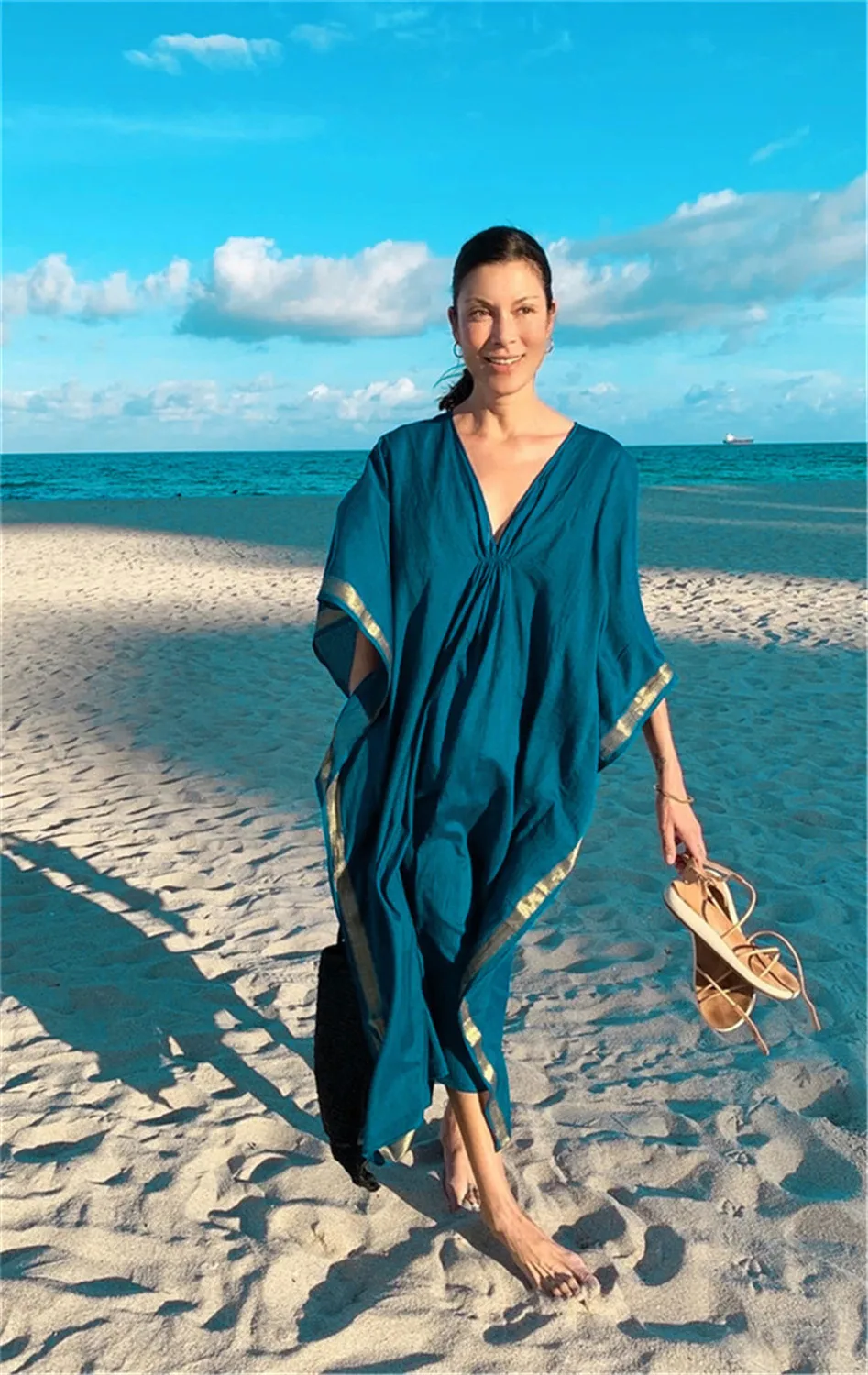 

Beach Tunics Print Rayon Kaftan Beach Dress Swimwear Large Size Beachwear Cover ups Robe de Plage Saida de Praia