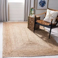 2x2 foot jute rug home living room hand woven weaving style reversible antique appearance area rug